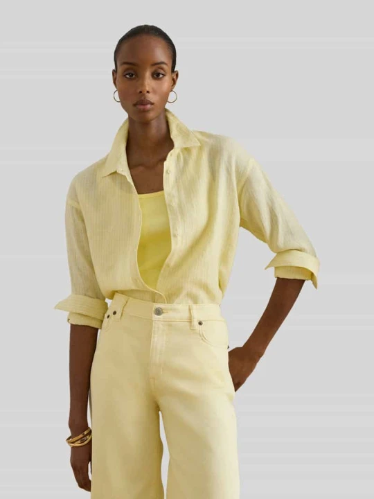 Zdjęcie produktu Bluzka lniana, krój regular fit Lauren Ralph Lauren Jasnożółty