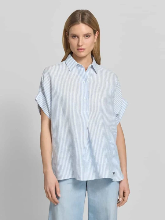 Zdjęcie produktu Bluzka lniana o kroju oversized z krótkim rękawem model 'VERVE' Weekend Max Mara Jasnoniebieski