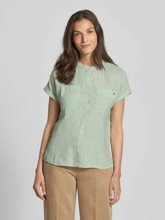 Zdjęcie produktu Bluzka lniana o kroju relaxed fit z krótkim rękawem Tommy Hilfiger Jasnozielony