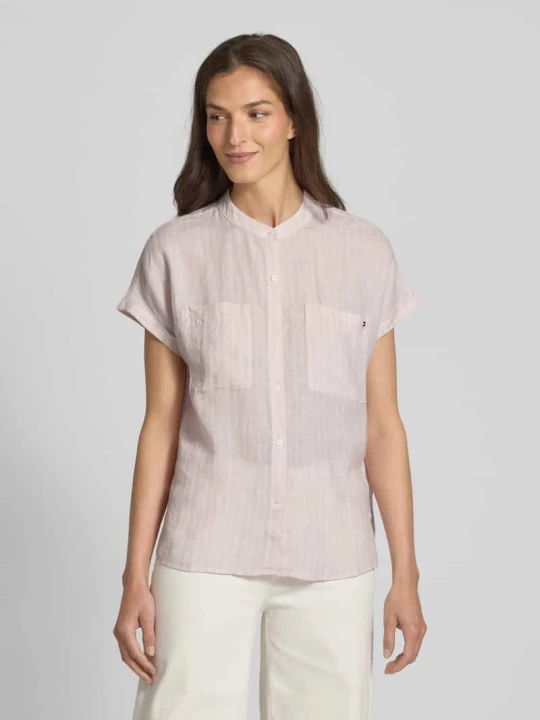 Zdjęcie produktu Bluzka lniana o kroju relaxed fit z krótkim rękawem Tommy Hilfiger Różowy