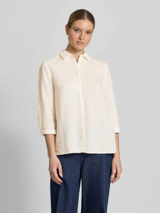 Zdjęcie produktu bluzka lniana o kroju relaxed fit z rękawem o dł. 3/4 model 'Clay' TONI Biały