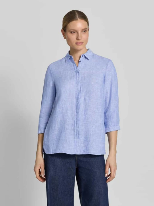 Zdjęcie produktu bluzka lniana o kroju relaxed fit z rękawem o dł. 3/4 model 'Clay' TONI Jasnoniebieski