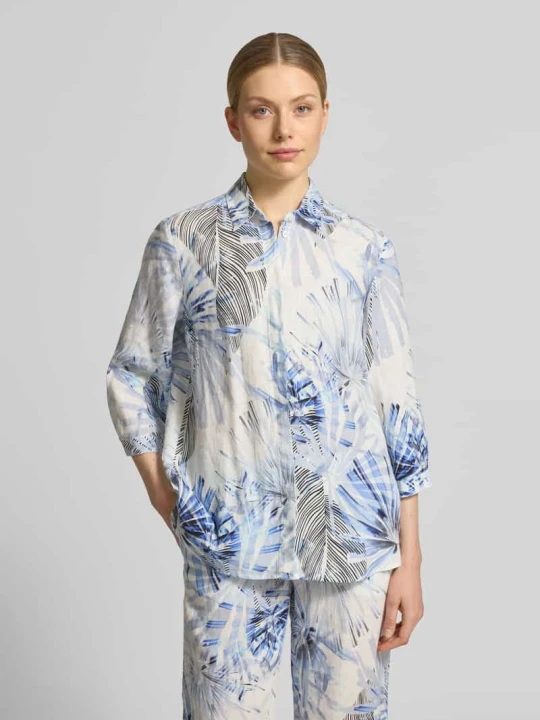 Zdjęcie produktu bluzka lniana o kroju relaxed fit z rękawem o dł. 3 / 4 model 'Clay' TONI Jasnoniebieski