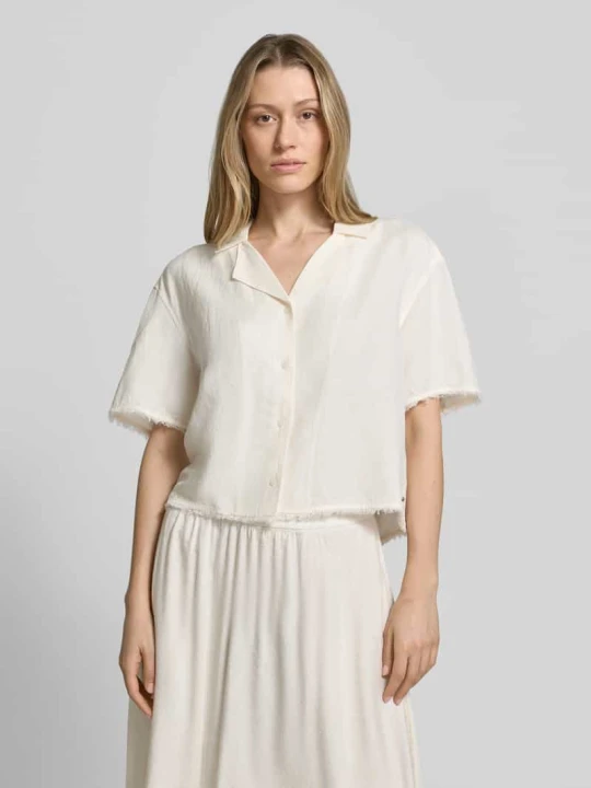 Zdjęcie produktu Bluzka lniana o pudełkowym kroju z dodatkiem wiskozy Tommy Hilfiger Złamany biały