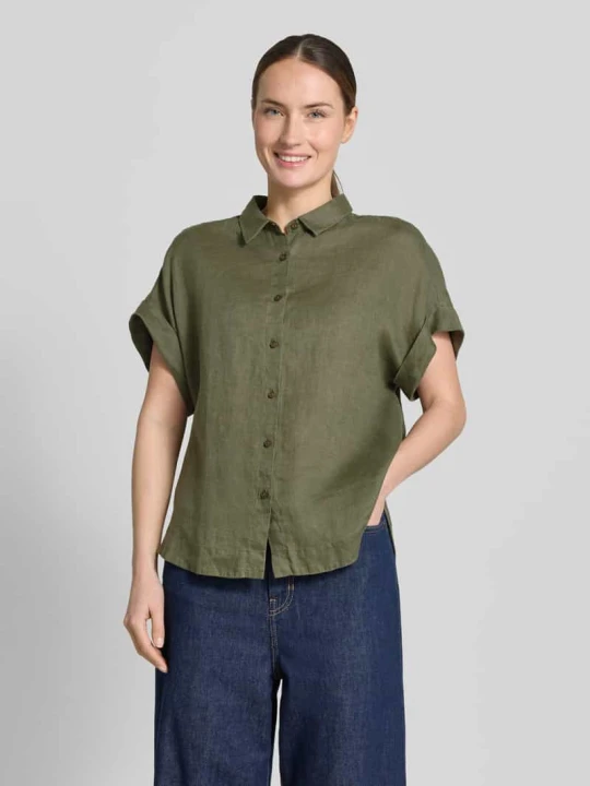 Zdjęcie produktu bluzka lniana z listwą guzikową model 'DOLLY' 0039 italy Khaki