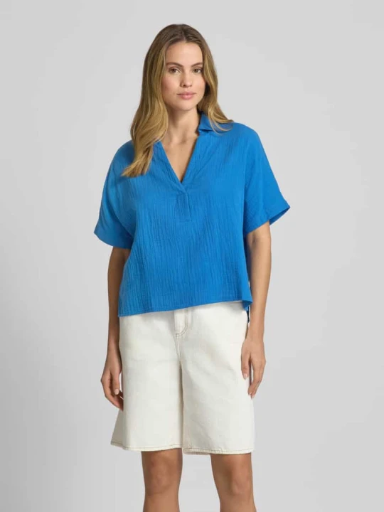 Zdjęcie produktu Bluzka o kroju oversized z dekoltem w serek model ‘DENISALF’ ECOALF Królewski niebieski