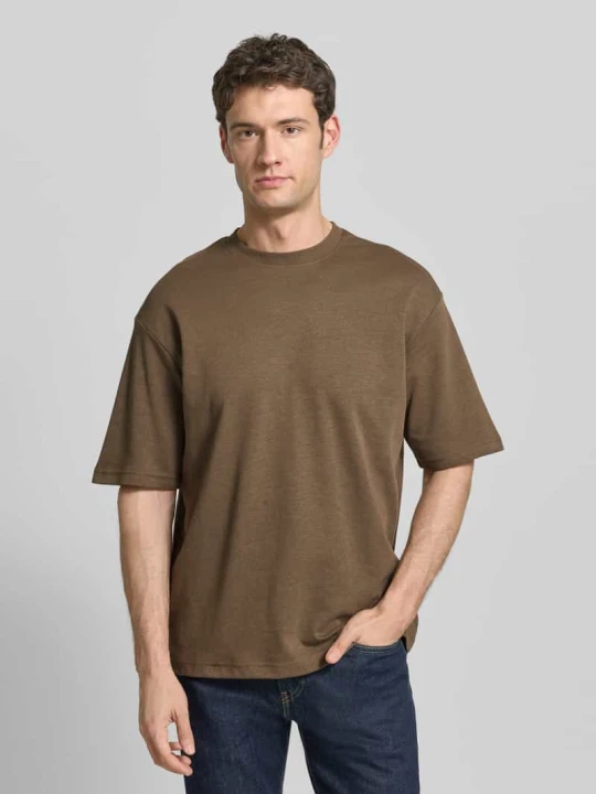 Zdjęcie produktu Koszulka o kroju oversized z mieszanki bawełny Model 'LOOSEOSCAR' Selected Homme Średniobrązowy