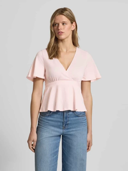 Zdjęcie produktu bluzka o kroju regular fit w kopertowym stylu model 'PELLY' Only Różowy