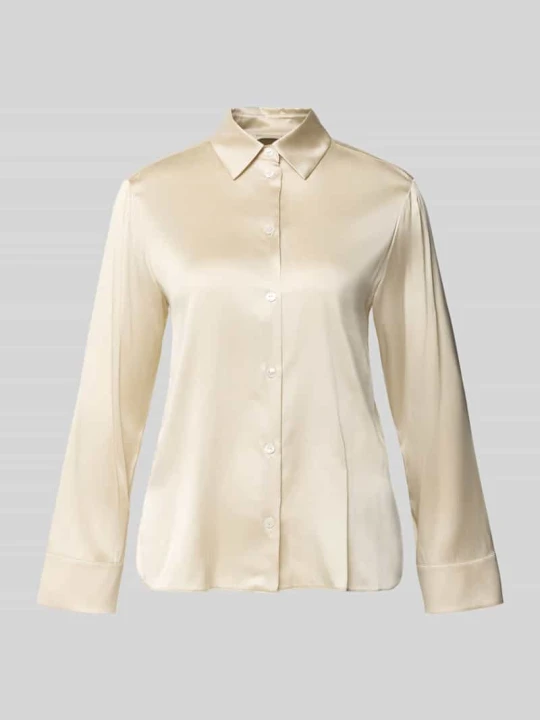 Zdjęcie produktu Bluzka o kroju regular fit w stylu bluzki koszulowej z imitacja satyny model 'CACAO' MM By Max Mara Beżowy