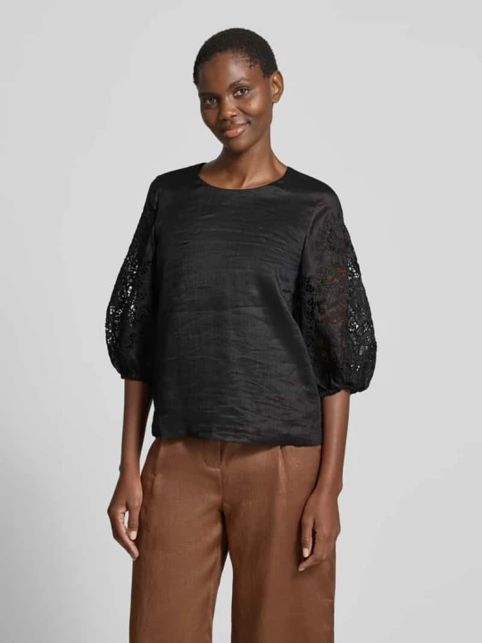 Zdjęcie produktu Bluzka o kroju regular fit z ażurową koronką model 'ORDINE' Max Mara Czarny