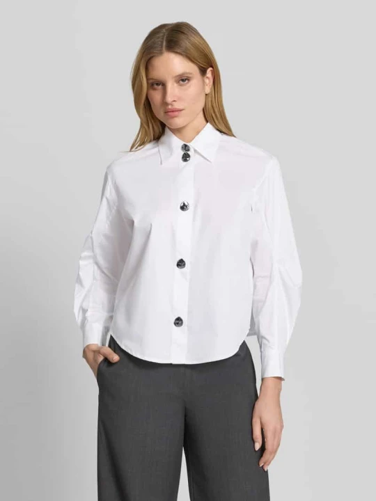 Zdjęcie produktu Bluzka o kroju regular fit z bawełny z bufiastymi rękawami Armani Exchange Biały