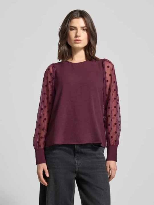 Zdjęcie produktu Bluzka o kroju regular fit z bufiastymi rękawami model ‘MALVA’ Vero Moda Bordowy
