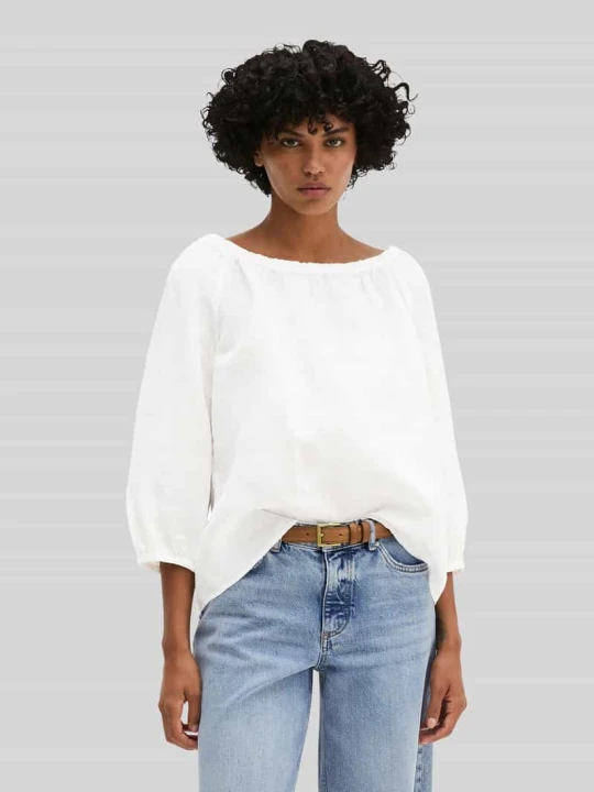 Zdjęcie produktu bluzka o kroju regular fit z czystego lnu z dekoltem carmen Marc O'Polo Biały