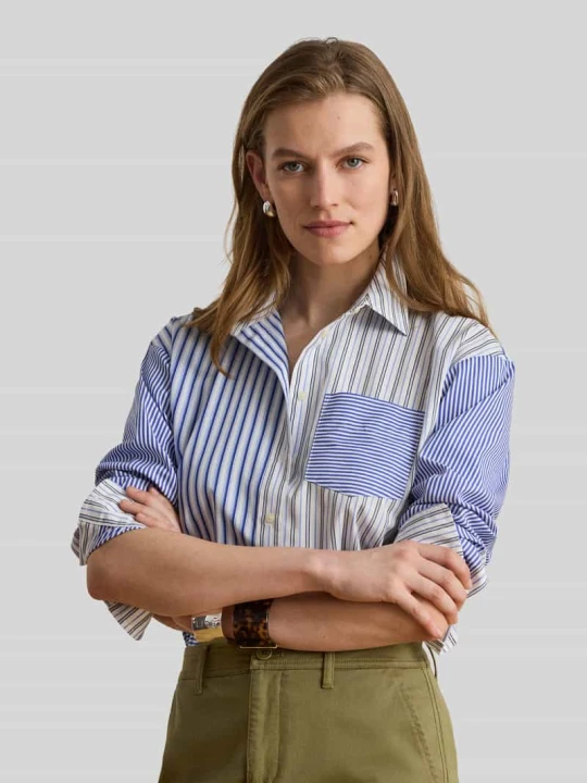 Zdjęcie produktu bluzka o kroju regular fit z czystej bawełny Lauren Ralph Lauren Jasnoniebieski