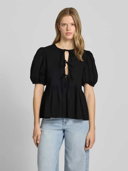 Zdjęcie produktu bluzka o kroju regular fit z czystej bawełny model 'JOLLY' Pieces Czarny