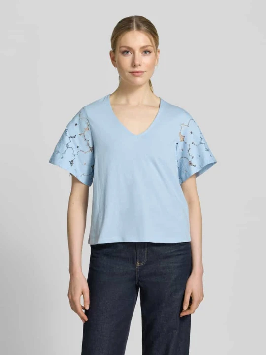 Zdjęcie produktu Bluzka o kroju regular fit z czystej bawełny model 'VILLA' Vero Moda Jasnoniebieski