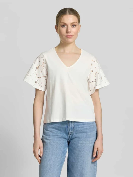 Zdjęcie produktu Bluzka o kroju regular fit z czystej bawełny model 'VILLA' Vero Moda Złamany biały