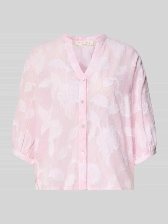 Zdjęcie produktu Bluzka o kroju regular fit z dekoltem w serek i rękawem o dł. 3 / 4 Christian Berg Jasnoróżowy