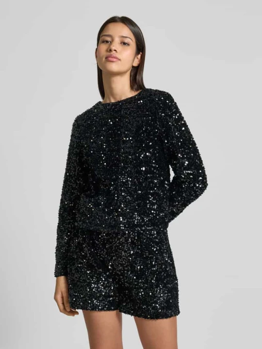 Zdjęcie produktu Bluzka o kroju regular fit z długim rękawem i cekinami model ‘CONFIDENCE’ Only Czarny