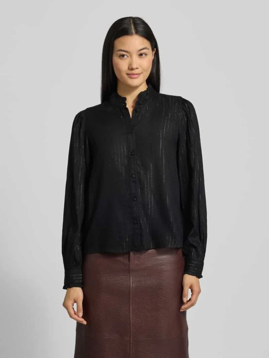 Zdjęcie produktu Bluzka o kroju regular fit z długim rękawem z mieszanki wiskozy model ‘BUMPY’ Vero Moda Czarny