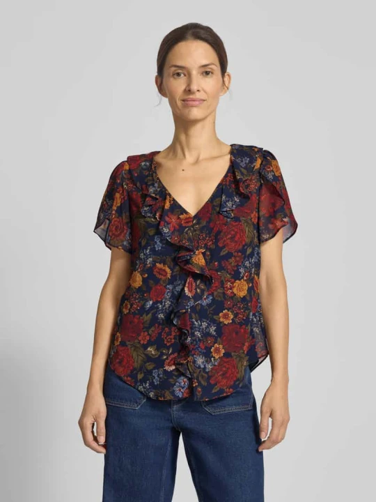 Zdjęcie produktu Bluzka o kroju regular fit z falbanami model ‘BADAYN’ Lauren Ralph Lauren Granatowy melanż