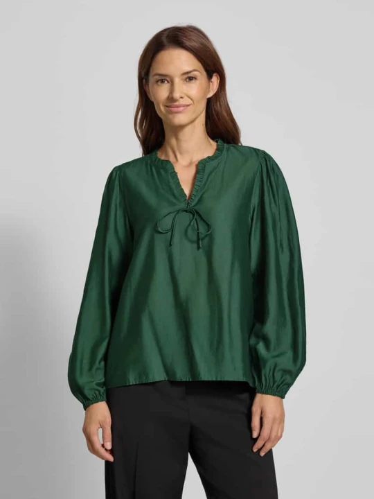 Zdjęcie produktu Bluzka o kroju regular fit z falbanami model ‘KARLANI’ Ichi Khaki