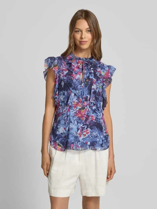 Zdjęcie produktu Bluzka o kroju regular fit z falbanami model ‘PERLETTE’ Lauren Ralph Lauren Błękitny melanż