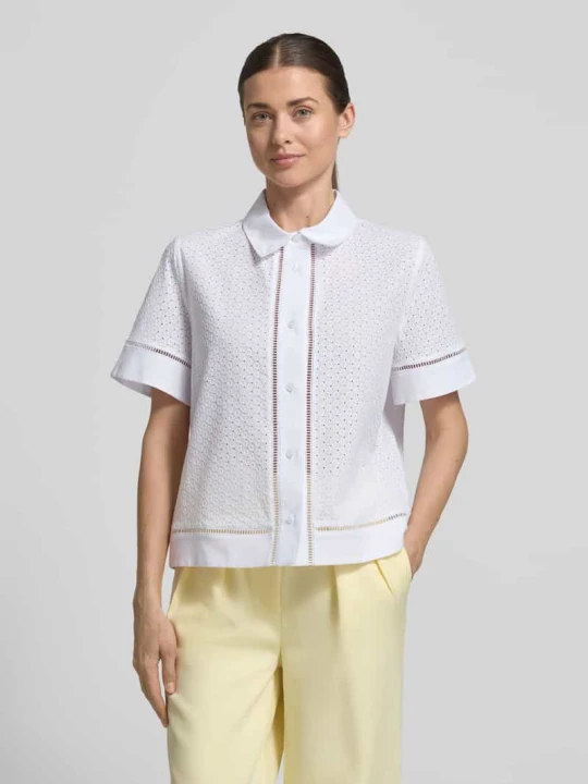 Zdjęcie produktu Bluzka o kroju regular fit z haftem angielskim model 'Blanc' JOOP! Biały