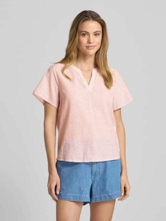 Zdjęcie produktu Bluzka o kroju regular fit z kołnierzem z lamówką model ‘RUMANA’ Vila Koralowy