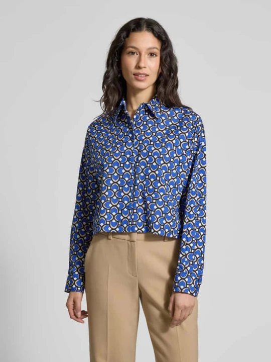 Zdjęcie produktu Bluzka o kroju regular fit z kołnierzykiem koszulowym model ‘RAGTIME’ Weekend Max Mara Ciemnoniebieski