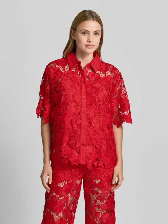 Zdjęcie produktu bluzka o kroju regular fit z koronki model 'GALA' Y.A.S Czerwony