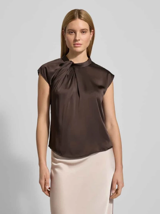 Zdjęcie produktu Bluzka w kroju regular fit z marszczeniami Model 'Fleur' NEO NOIR Średniobrązowy
