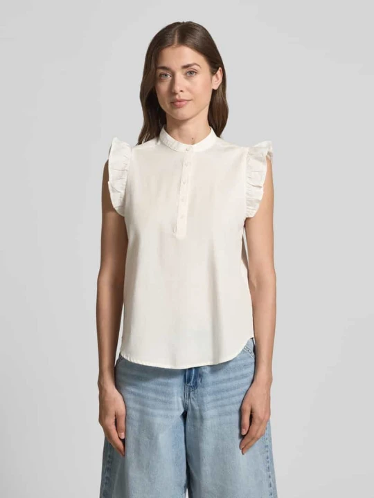 Zdjęcie produktu Bluzka o kroju regular fit z mieszanki bawełny i lnu model 'SELMA' Vero Moda Biały