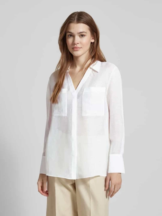 Zdjęcie produktu Bluzka o kroju regular fit z mieszanki wiskozy i lnu model ‘Bosala’ Boss Biały