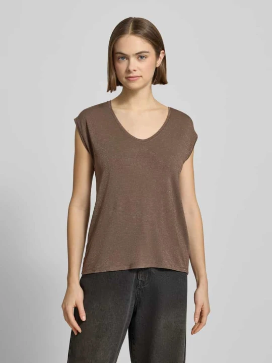 Zdjęcie produktu Koszulka o kroju regular fit z mieszanki wiskozy model „BILLO” Pieces Piaskowy