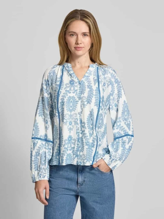 Zdjęcie produktu Bluzka o kroju regular fit z mieszanki wiskozy Model 'Vero' Lollys Laundry Niebieski