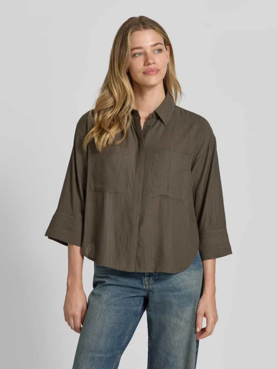Zdjęcie produktu Bluzka o kroju regular fit z mieszanki wiskozy z rękawem o dł. 3 / 4 model 'Forna' Opus Khaki