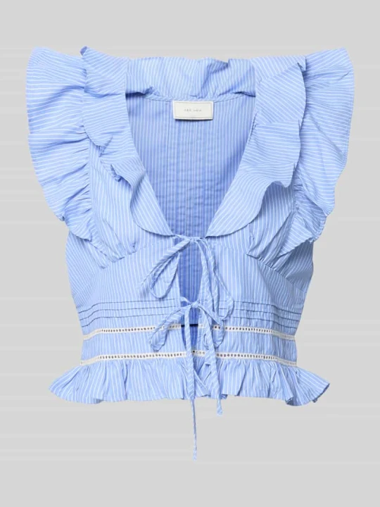 Zdjęcie produktu Bluzka o kroju regular fit z obszyciem falbanami model „Jolia” NEO NOIR Jasnoniebieski