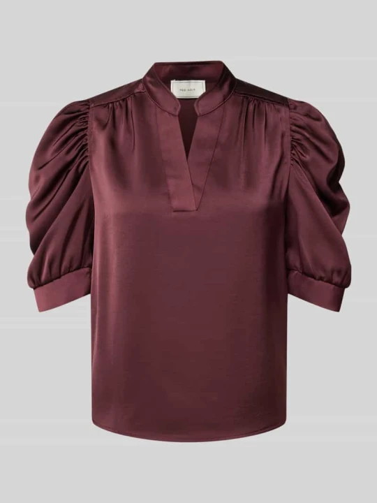 Zdjęcie produktu bluzka o kroju regular fit z satyny z bufiastymi rękawami model 'Roella' NEO NOIR Bordowy