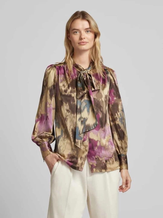 Zdjęcie produktu Bluzka o kroju regular fit z wiązanym detalem pod szyją model ‘KLARYCE’ Lauren Ralph Lauren Piaskowy