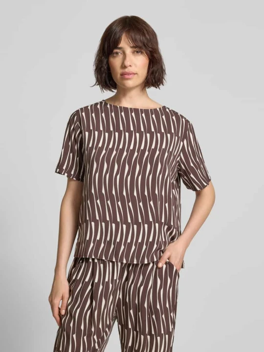 Zdjęcie produktu bluzka o kroju regular fit z wiskozy model 'Ferona bamboo' Opus Ciemnobrązowy