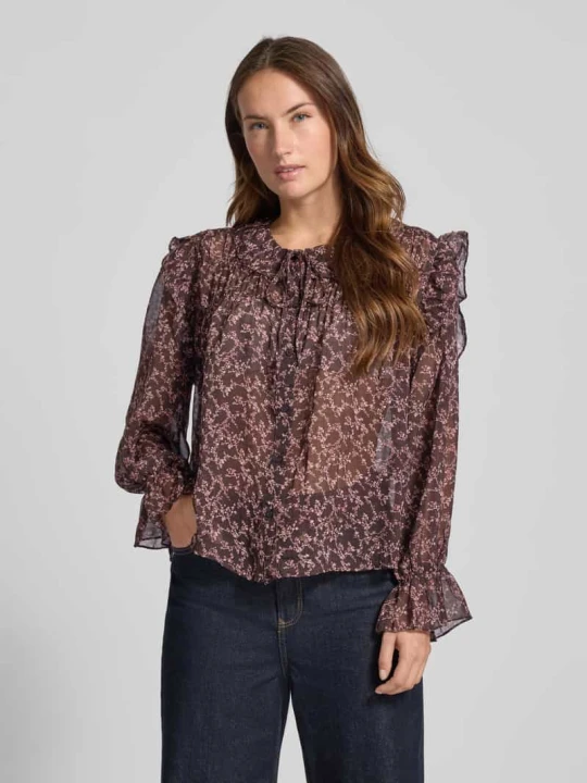 Zdjęcie produktu Bluzka o kroju regular fit z wykładanym kołnierzem model ‘PETRA’ Vero Moda Czekoladowy