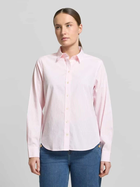 Zdjęcie produktu Bluzka o kroju regular fit z wzorem w paski i wyhaftowanym logo Gant Jasnoróżowy