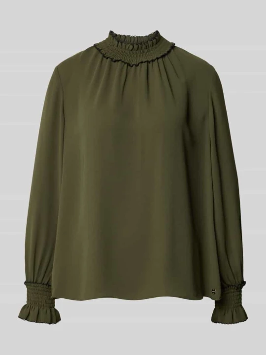 Zdjęcie produktu Bluzka o luźnym kroju z długim rękawem z golfem typu mock neck Marc Cain Khaki