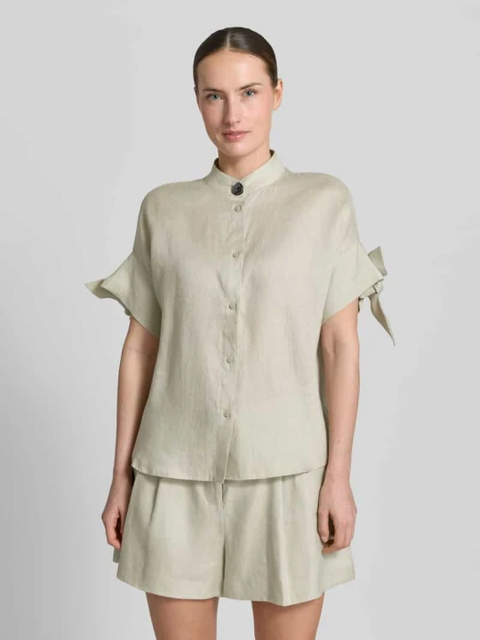 Zdjęcie produktu Bluzka o kroju regular fit ze stójką i listwą guzikową Armani Exchange Limonkowy
