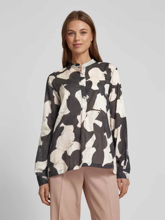 Zdjęcie produktu Bluzka o kroju regular fit ze stójką model ‘JANICE’ 0039 italy Czarny