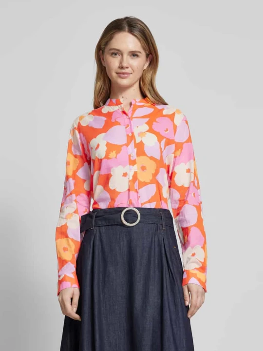Zdjęcie produktu Bluzka o kroju regular fit ze stójką model ‘JANICE’ 0039 italy Mocnoróżowy