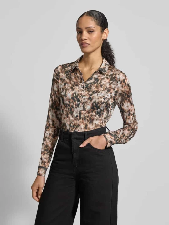 Zdjęcie produktu Bluzka w kroju regular fit w całościowym wzorze model 'CLOUIS SHIRT' Guess Orzechowy