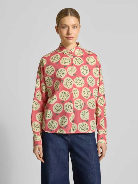Zdjęcie produktu Bluzka o kroju relaxed fit we wzór na całej powierzchni model 'LUCY' 0039 italy Mocnoróżowy