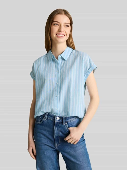 Zdjęcie produktu Bluzka o kroju relaxed fit z czystej bawełny Tom Tailor Jasnoniebieski